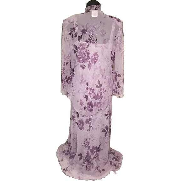 R&M Richards Size 14P Cocktail/Evening Dress Jacket Womens 2 Piece Purple - Picture 5 of 16